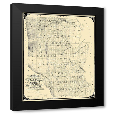 Colusa California Landowner - DeJarnett 1874 Black Modern Wood Framed Art Print with Double Matting by DeJarnett