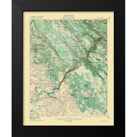 Copperopolis California Quad - USGS 1916 Black Modern Wood Framed Art Print by USGS