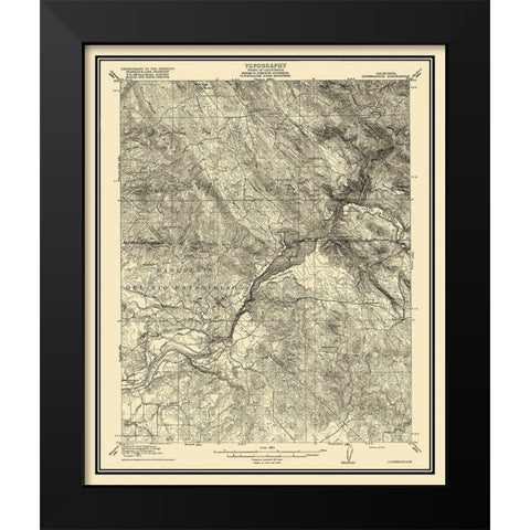 Copperopolis California Quad - USGS 1916 Black Modern Wood Framed Art Print by USGS