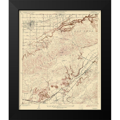 Covina California Quad - USGS 1927 Black Modern Wood Framed Art Print by USGS