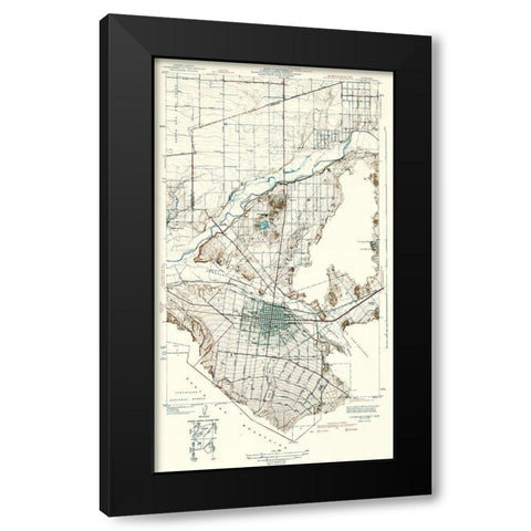 Corona Vicinity California - USGS 1942 Black Modern Wood Framed Art Print with Double Matting by USGS