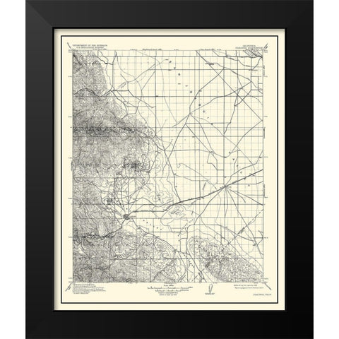 Coalinga California Quad - USGS 1912 Black Modern Wood Framed Art Print by USGS