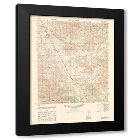 Cuyama Peak Sheet - US Army 1943 Black Modern Wood Framed Art Print with Double Matting by US Army