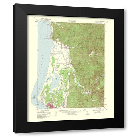 Crescent City California Oregon Quad - USGS 1962 Black Modern Wood Framed Art Print with Double Matting by USGS