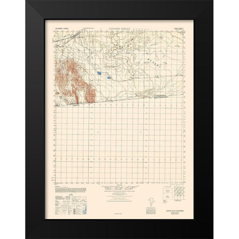 Coyote Wells Sheet - US Army 1944 Black Modern Wood Framed Art Print by US Army