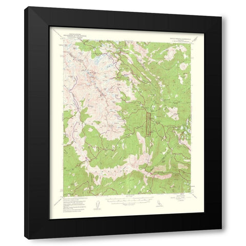 Devils Postpile California Quad - USGS 1963 Black Modern Wood Framed Art Print with Double Matting by USGS