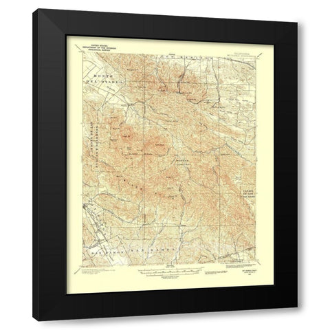 Mt Diablo California Quad - USGS 1896 Black Modern Wood Framed Art Print by USGS