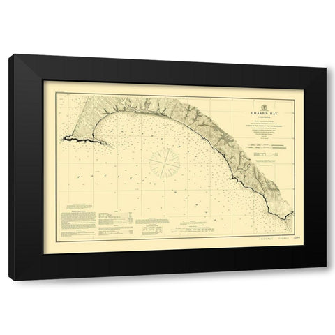 Drakes Bay - USGS 1883 Black Modern Wood Framed Art Print by USGS