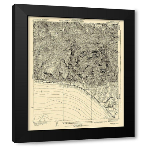 Dume Point California Quad - USGS 1932 Black Modern Wood Framed Art Print by USGS