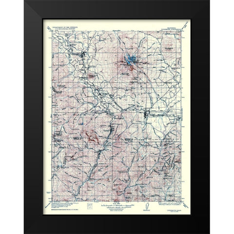 Dunsmuir California Quad - USGS 1935 Black Modern Wood Framed Art Print by USGS