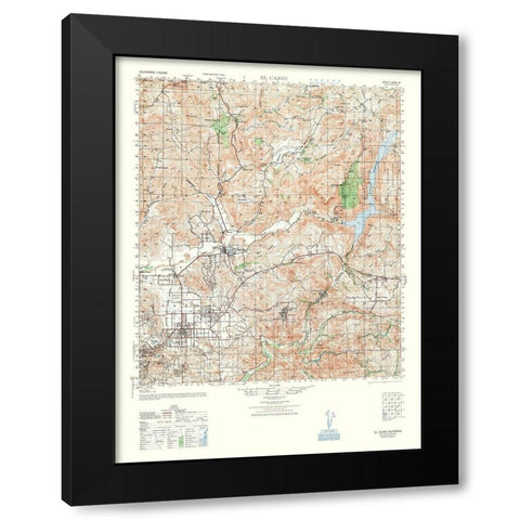 El Cajon Sheet - US Army 1948 Black Modern Wood Framed Art Print with Double Matting by US Army