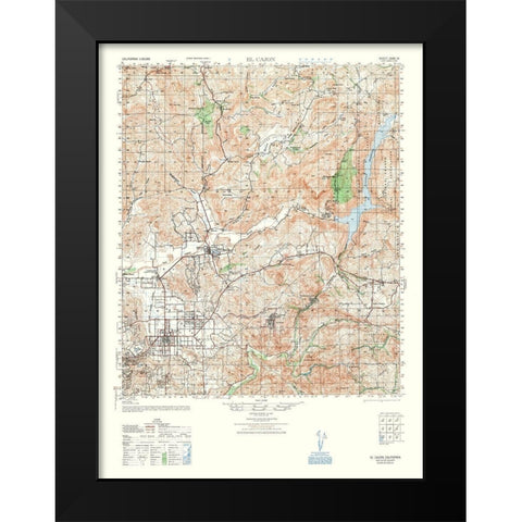 El Cajon Sheet - US Army 1948 Black Modern Wood Framed Art Print by US Army