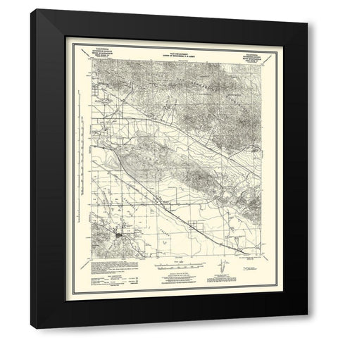 Edom California Quad Grid F - US Army 1944 Black Modern Wood Framed Art Print with Double Matting by US Army