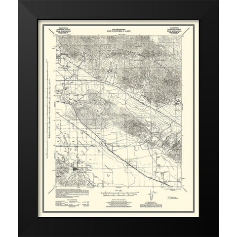 Edom California Quad Grid F - US Army 1944 Black Modern Wood Framed Art Print by US Army