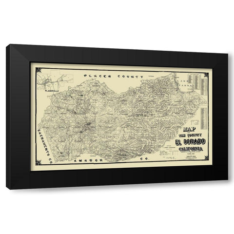 El Dorado California Landowner - Punnett 1895 Black Modern Wood Framed Art Print with Double Matting by Punnett