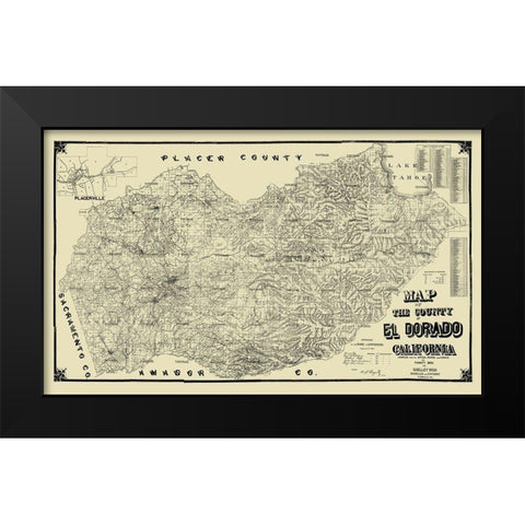 El Dorado California Landowner - Punnett 1895 Black Modern Wood Framed Art Print by Punnett