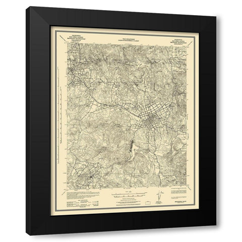 Escondido California Quad - USGS 1942 Black Modern Wood Framed Art Print by USGS
