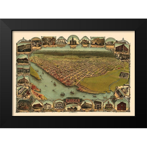 Eureka California - Britton 1902 Black Modern Wood Framed Art Print by Britton