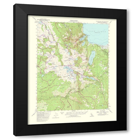 Fallen Leaf Lake California Quad - USGS 1964 Black Modern Wood Framed Art Print by USGS