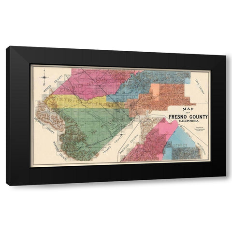 Fresno California - Thompson 1891 Black Modern Wood Framed Art Print with Double Matting by Thompson