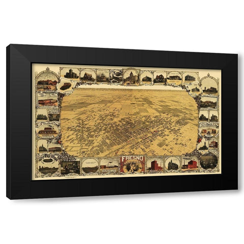 Fresno California - Klein 1901 Black Modern Wood Framed Art Print by Klein