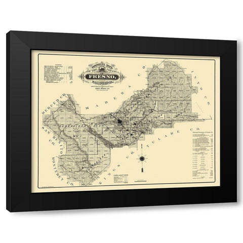 Fresno California - McKay 1914 Black Modern Wood Framed Art Print with Double Matting by McKay