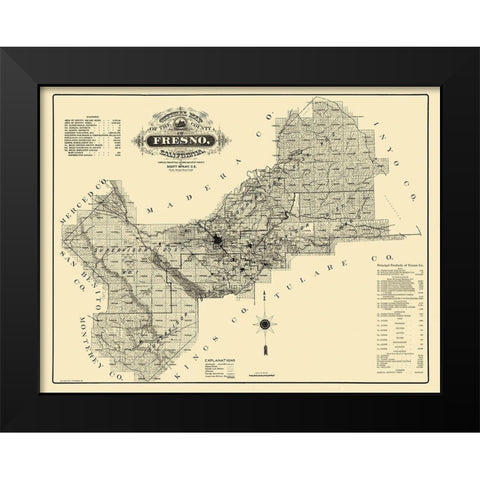 Fresno California - McKay 1914 Black Modern Wood Framed Art Print by McKay