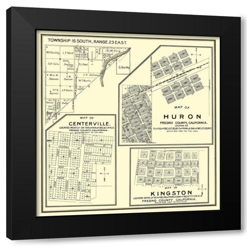 Huron, Kingston, Centerville California Landowner Black Modern Wood Framed Art Print by Thomas