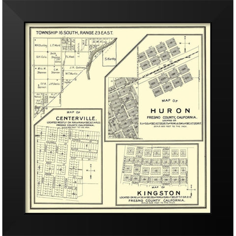Huron, Kingston, Centerville California Landowner Black Modern Wood Framed Art Print by Thomas