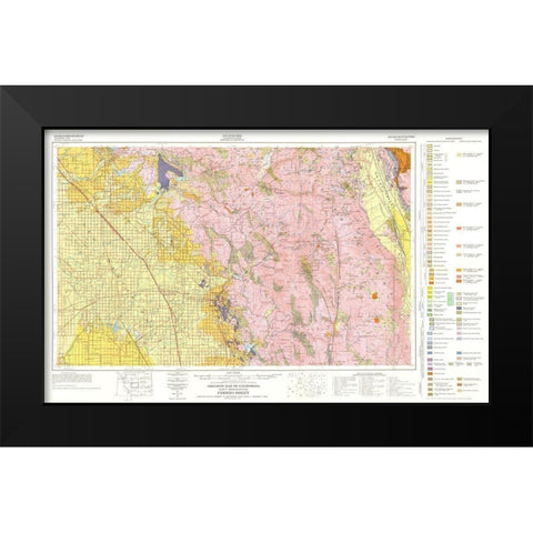 Geologic California Fresno Sheet - Matthews 1961 Black Modern Wood Framed Art Print by Matthews