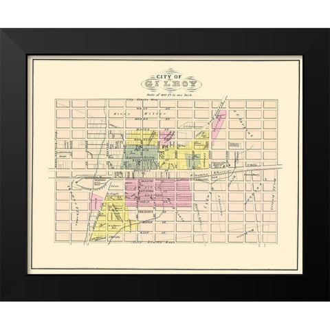 Gilroy California Landowner - Thomas 1876 Black Modern Wood Framed Art Print by Thomas