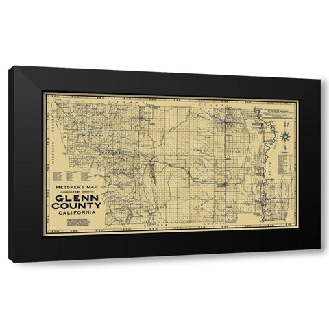 Glenn California - Metsker 1936 Black Modern Wood Framed Art Print by Metsker