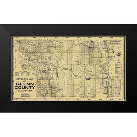 Glenn California - Metsker 1936 Black Modern Wood Framed Art Print by Metsker