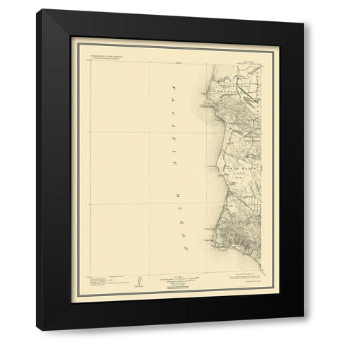 Guadalupe California Quad - USGS 1905 Black Modern Wood Framed Art Print with Double Matting by USGS