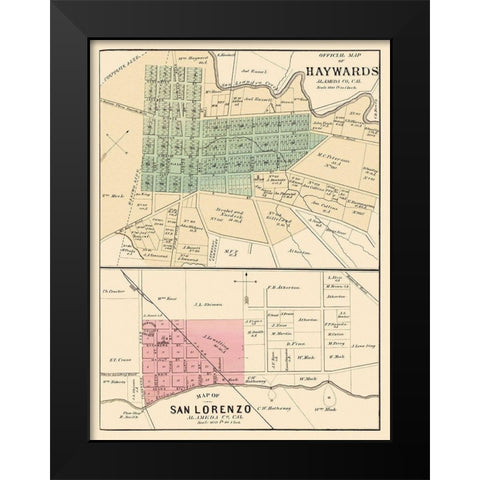 Haywards, San Lorenzo California Landowner Black Modern Wood Framed Art Print by Thompson