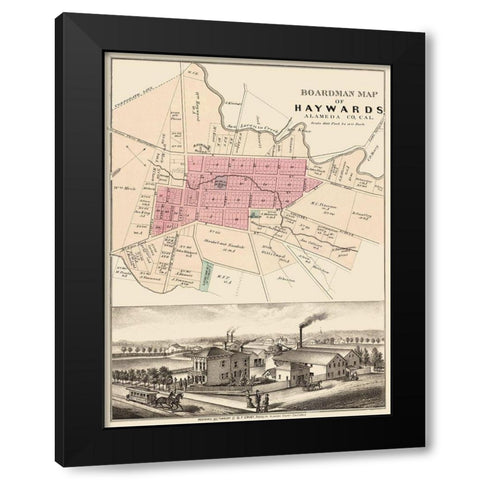 Haywards California Landowner - Boardman 1878 Black Modern Wood Framed Art Print with Double Matting by Boardman