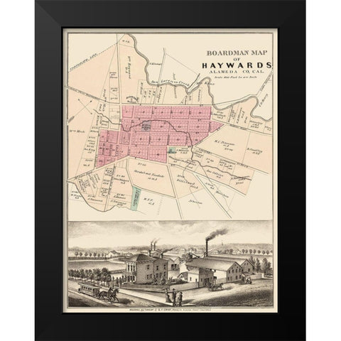Haywards California Landowner - Boardman 1878 Black Modern Wood Framed Art Print by Boardman