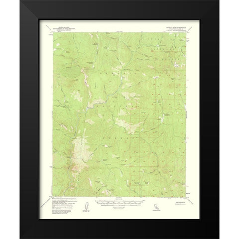 Hockett Peak California Quad - USGS 1962 Black Modern Wood Framed Art Print by USGS