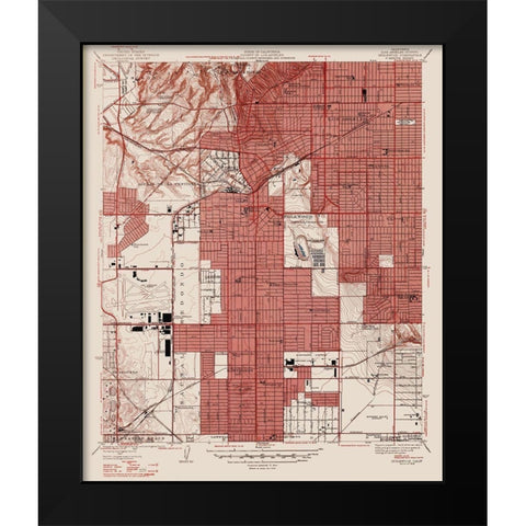 Inglewood California Quad - USGS 1946 Black Modern Wood Framed Art Print by USGS
