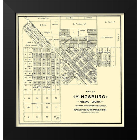 Kingsburg California Landowner - Thomas 1892 Black Modern Wood Framed Art Print by Thomas