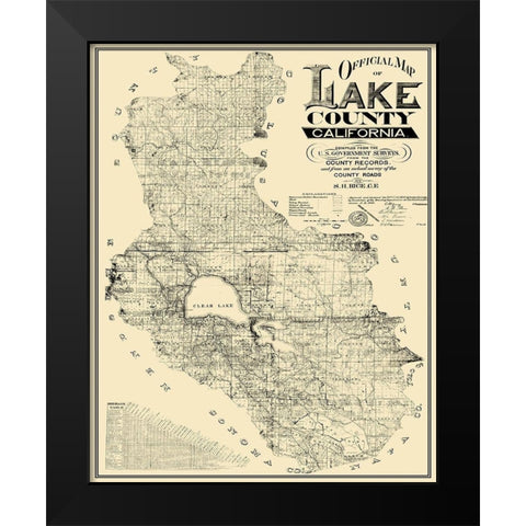 Lake California Landowner - Rice 1892 Black Modern Wood Framed Art Print by Rice