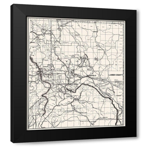 Lassen California - Morton 1929 Black Modern Wood Framed Art Print with Double Matting by Morton