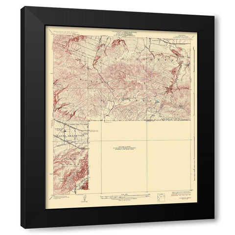 La Habra California Quad - USGS 1927 Black Modern Wood Framed Art Print with Double Matting by USGS