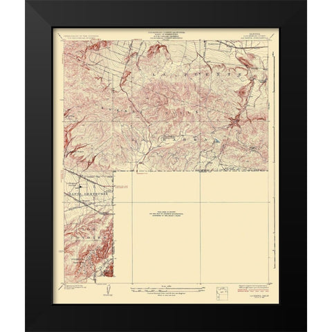 La Habra California Quad - USGS 1927 Black Modern Wood Framed Art Print by USGS