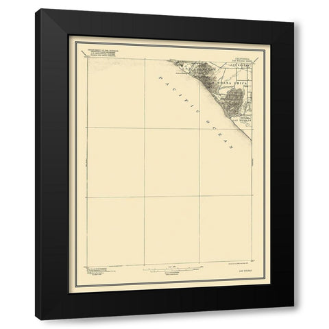 Las Bolsas California Quad - USGS 1896 Black Modern Wood Framed Art Print with Double Matting by USGS