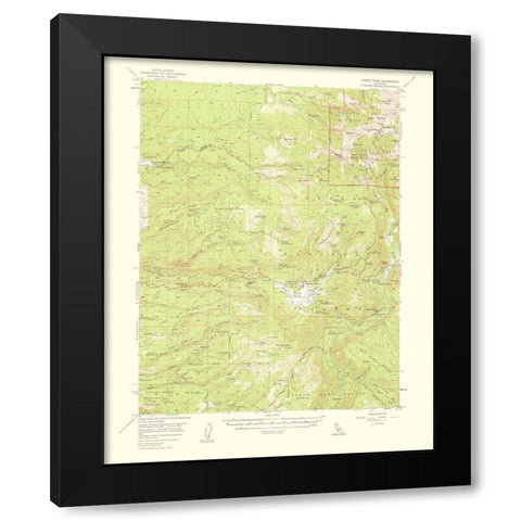 Lassen Peak California Quad - USGS 1956 Black Modern Wood Framed Art Print by USGS