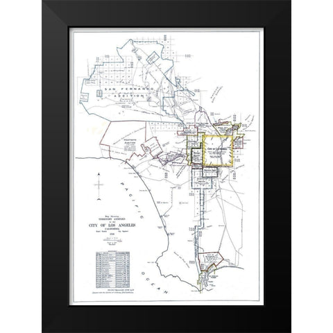 Los Angeles California Annexed - Hamlin 1916  Black Modern Wood Framed Art Print by Hamlin