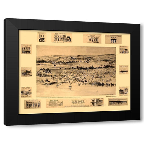 Lakeport California - Inchbold 1888  Black Modern Wood Framed Art Print with Double Matting by Inchbold