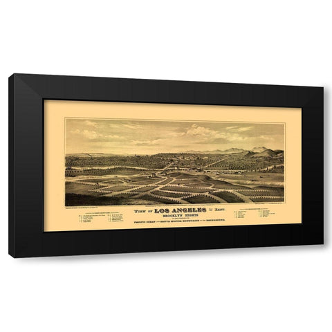 Los Angeles California - Glover 1877  Black Modern Wood Framed Art Print with Double Matting by Glover