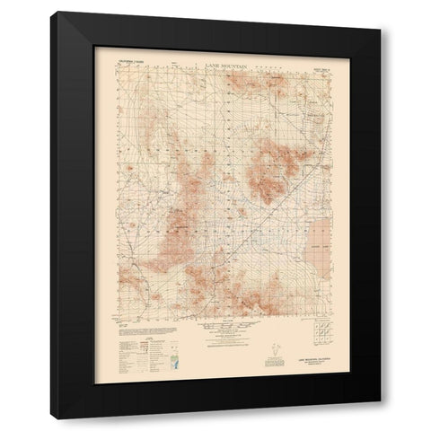 Lane Mountain Sheet - US Army 1948 Black Modern Wood Framed Art Print with Double Matting by US Army